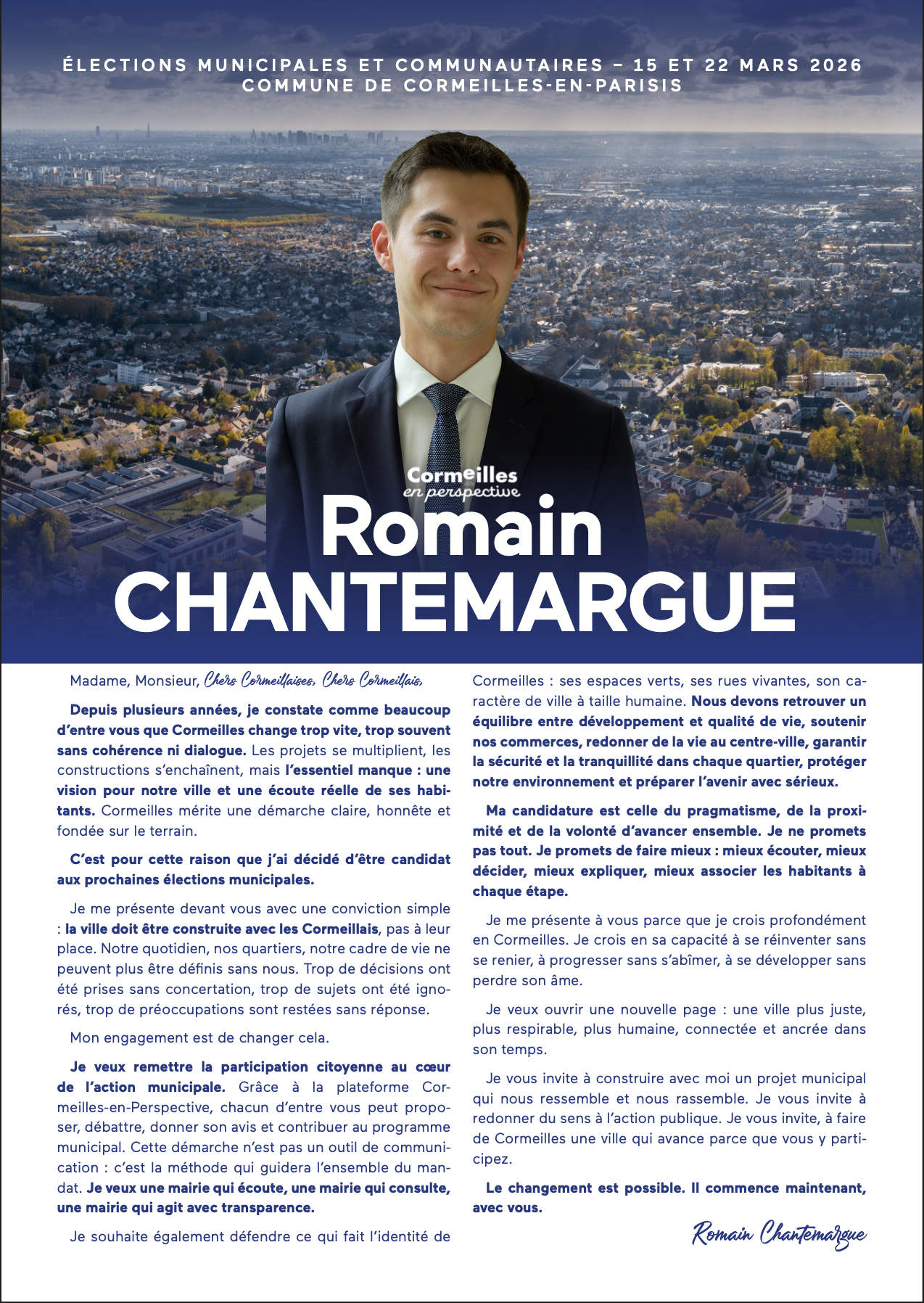 Profession de foi de la liste Cormeilles-en-Perspective